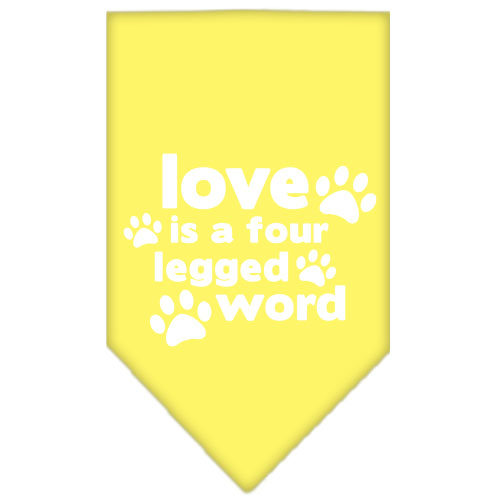 Love is a Four Leg Word Screen Print Bandana Yellow Small